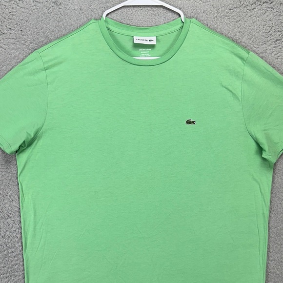Lacoste Mens T-Shirt 2XL Green Pima Cotton Regular Fit Tee Short Sleeve Logo - Picture 1 of 9